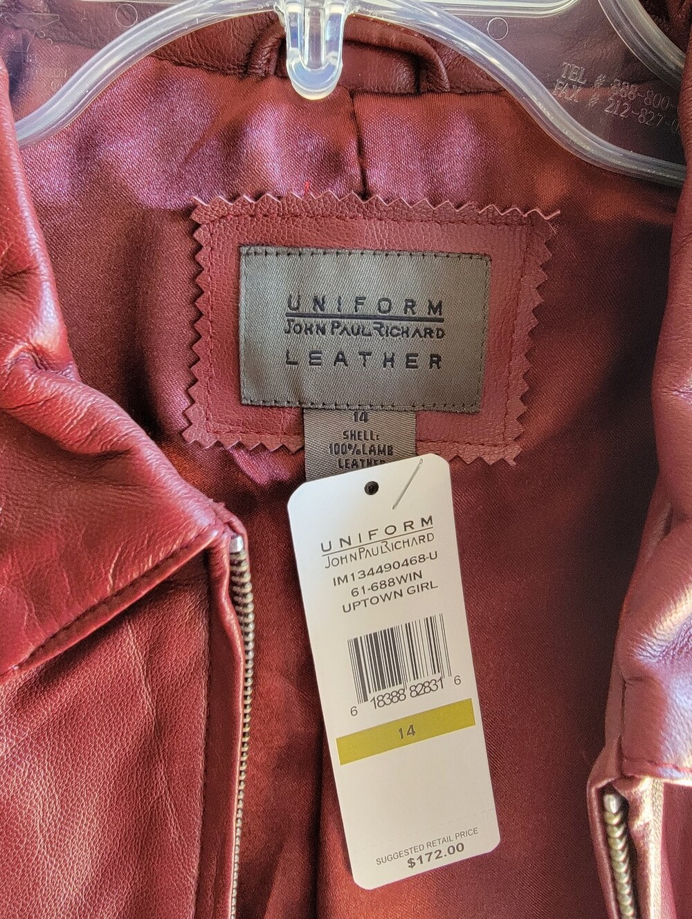 Vintage With TAGS Women’s Lamb Leather Jacket Pink/Red Sz 14 - Picture 2 of 5